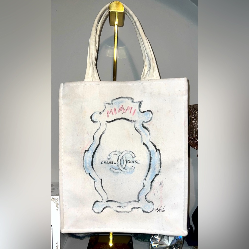 CHANEL Miami Cruise CC Canvas Tote in White